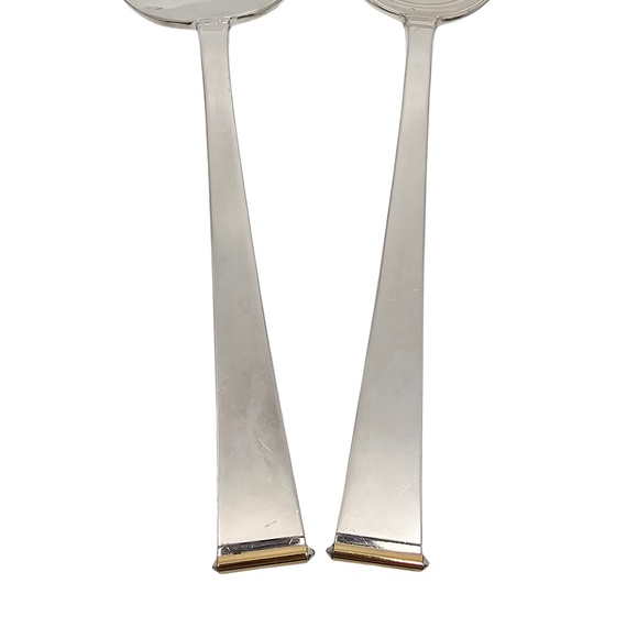 Gorham Gold Tip Sterling Silver Salad Serving Fork & Spoon Set #18802 - Picture 4 of 10